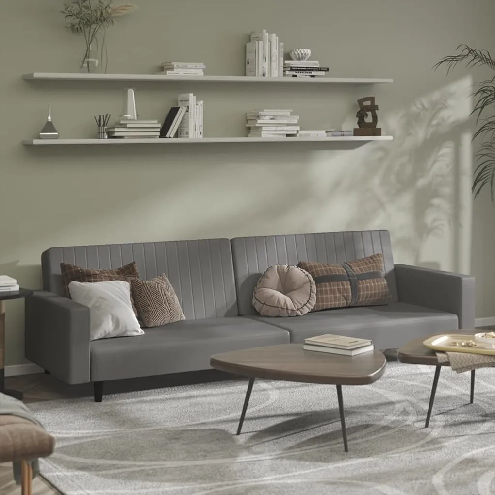 Divano Letto A 2 Posti Grigio İn Similpelle /