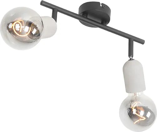 Faretto industriale nero con cemento 2 luci - Pedra
