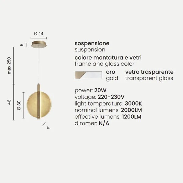 Lampada a sospensione LED JUIS in vetro texturizzato TRASPARENTE Piccolo 30 cm