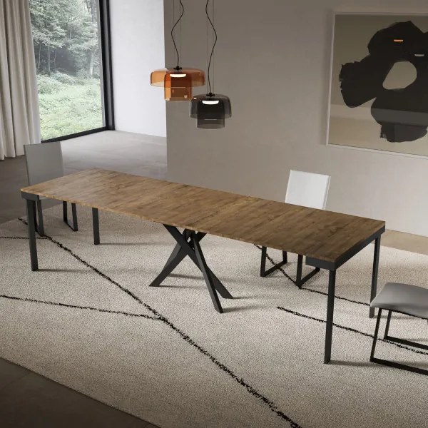 Consolle allungabile Libo Evolution - Noce telaio antracite 90x40/300 cm