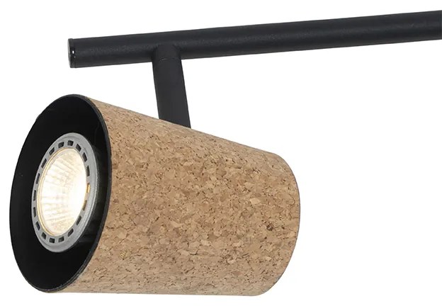 Faretto da soffitto nero con paralume in sughero 4 luci orientabile - Corky