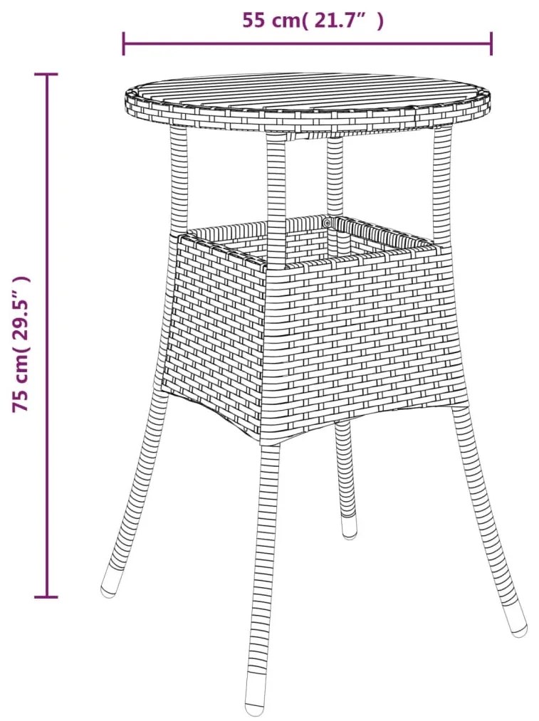 Set Bistrò da Giardino 3 pz con Cuscini in Polyrattan Grigio