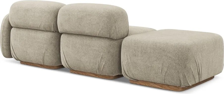 Chaise lounge componibile beige (con penisola a sinistra) con rivestimento in bouclé Ailani – Makamii