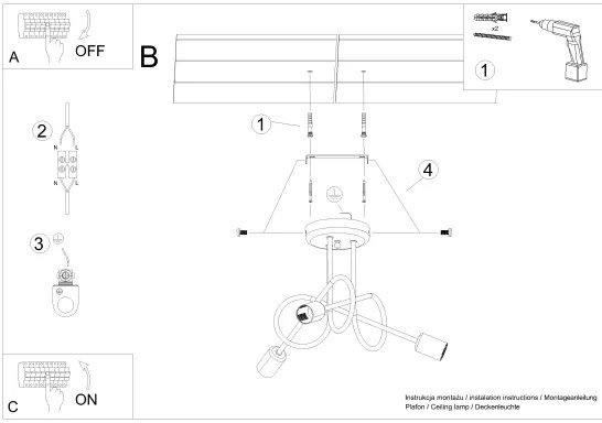 Sollux SL.1440 - Lampadario a plafone LOOP 3xE27/15W/230V cromo