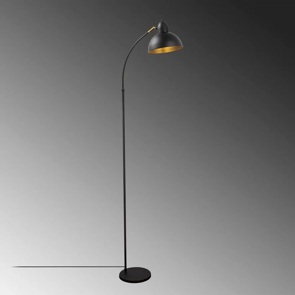 Lampada da terra nera con paralume in metallo (altezza totale 162 cm) Varzan – Opviq lights