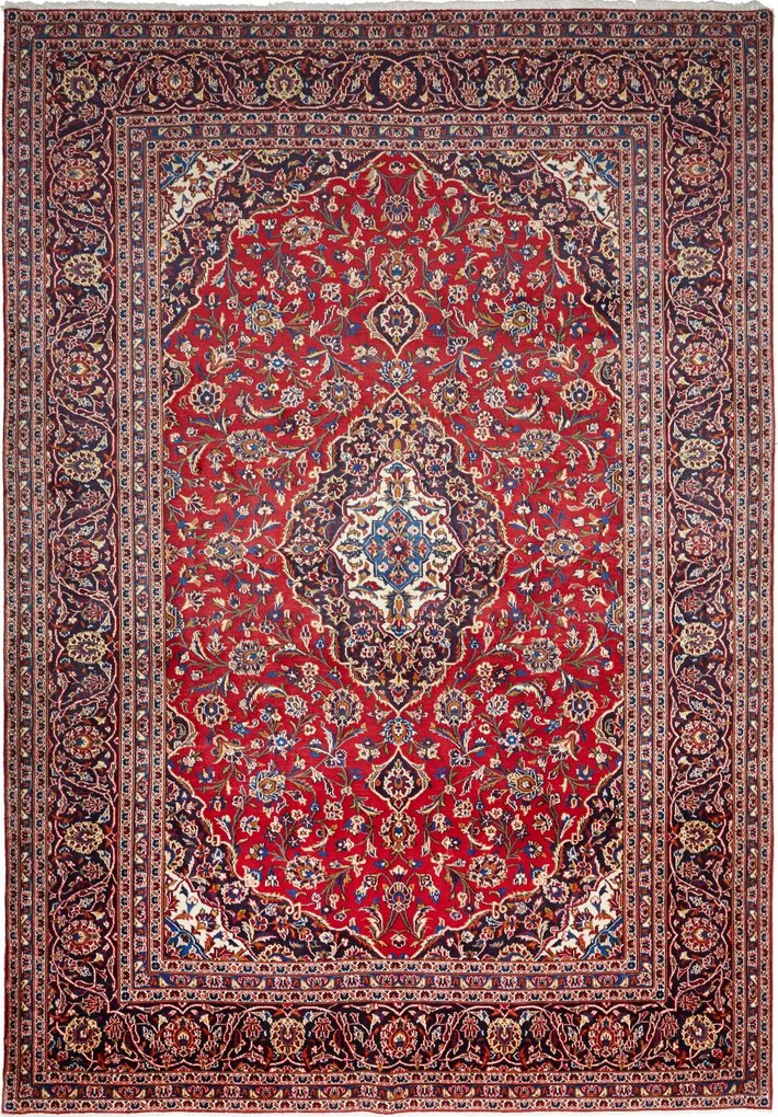 Kashan Tappeto 360x250 Rosso (Iran) Annodato A Mano