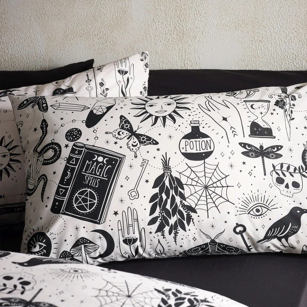 Set copripiumino e federa nero e beige per letto matrimoniale e per letto esteso 230x220 cm Enchanted Witchcraft – Catherine Lansfield