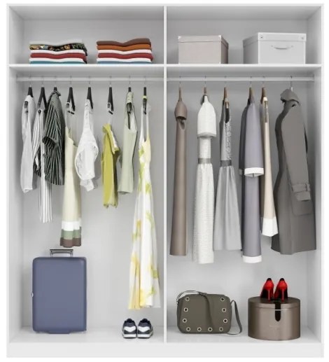 Armadio Guardaroba 4 Ante 180x52x200 Con Barre Appendiabiti MAX Bianco Lucido