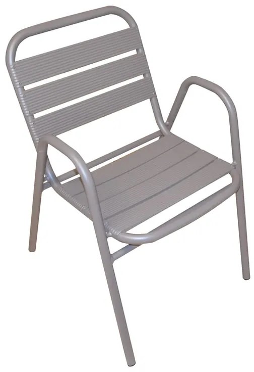 Sedia da giardino in alluminio con braccioli Calipso, seduta in alluminio tortora