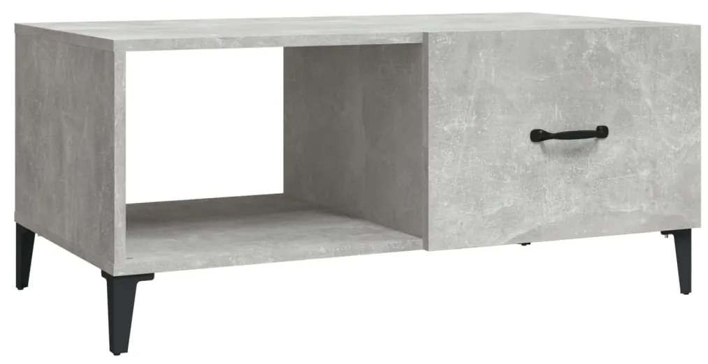 Tavolino da salotto grigio cemento 90x50x40cm legno multistrato