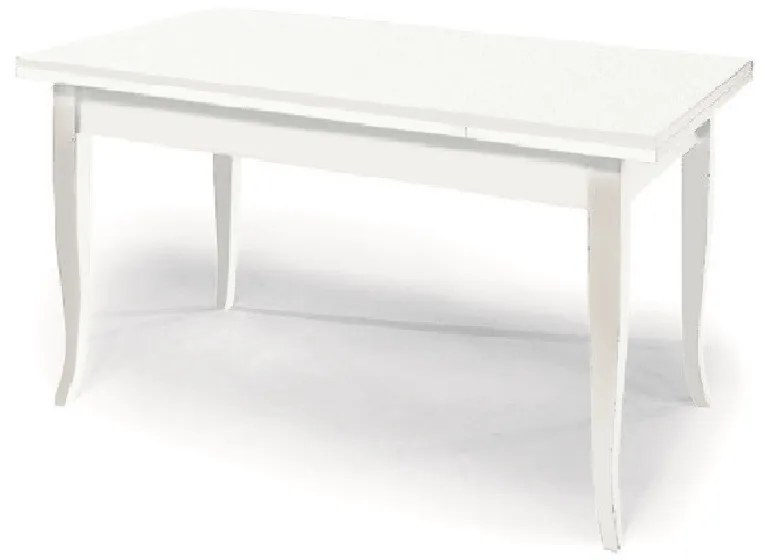 Tavolo  allungabile classico in legno massello bianco 80x80 cm