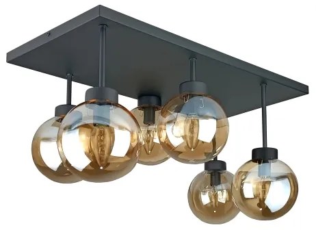 Lampadario a plafone DEA 6xE14/60W/230V nero/fumé beige