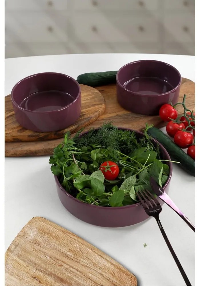 Set di 3 ciotole in ceramica viola, ø 21 cm - My Ceramic