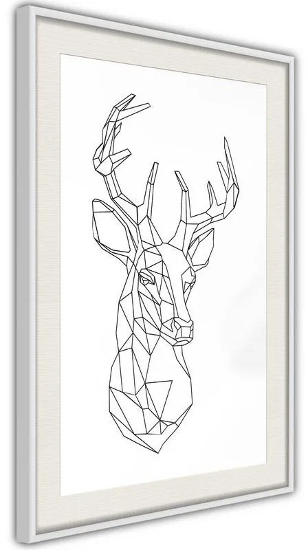 Poster  Minimalist Deer  Cornice Quadri Cornice nera con pass-partout, Larghezza x Altezza Home decor 30x45