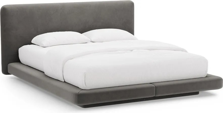 Letto matrimoniale imbottito grigio scuro 180x200 cm Linea – Micadoni