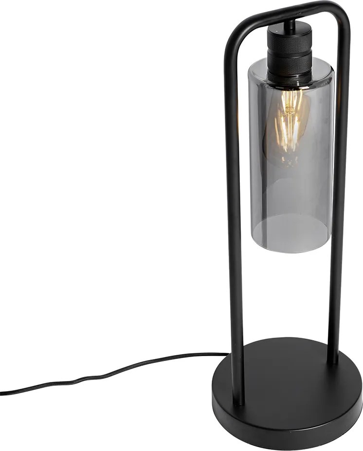 Lampada da tavolo moderna nera con vetro fumé - Stavelot