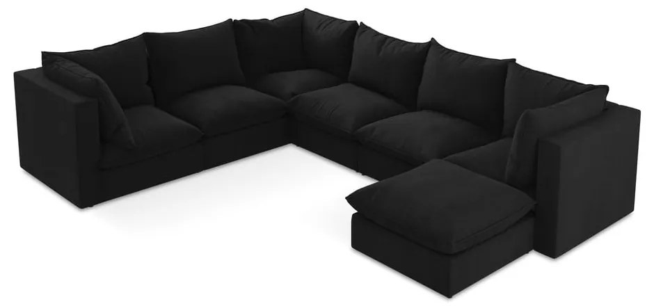 Divano angolare nero (con penisola a sinistra/a U) Manao – Makamii