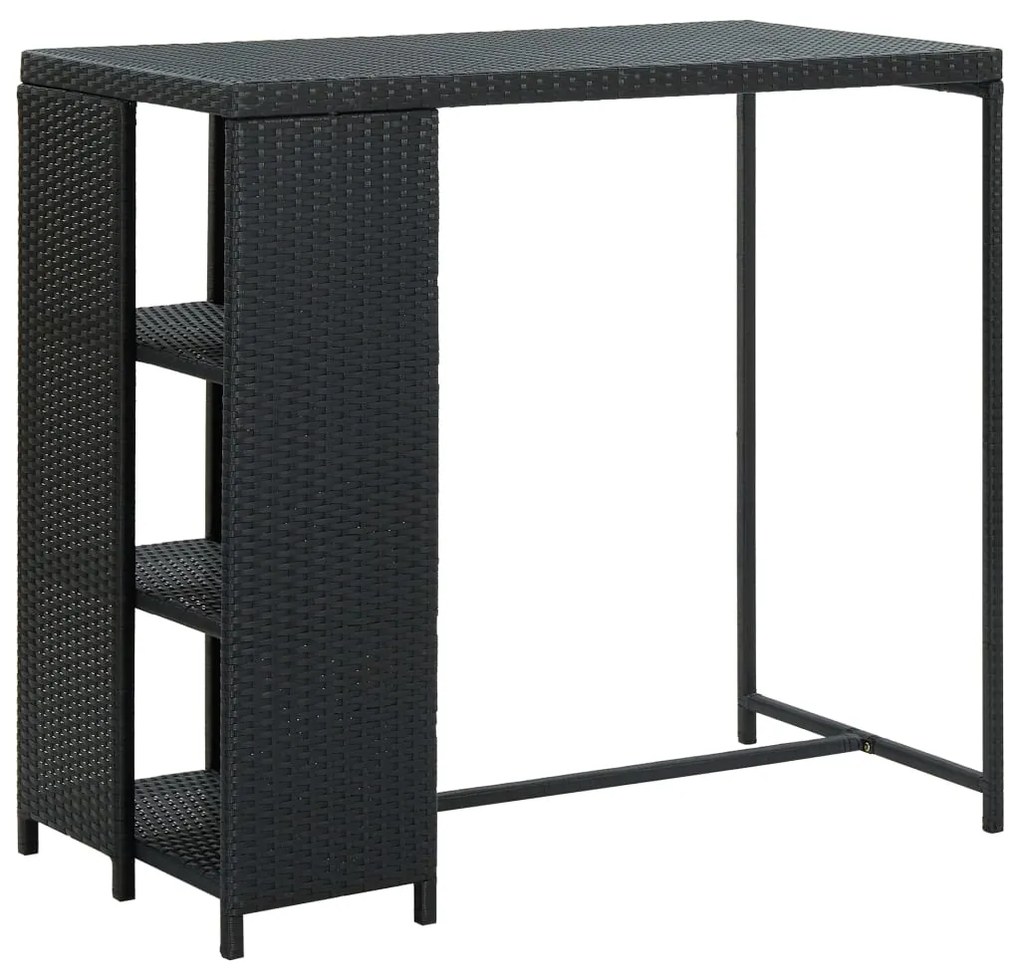 Tavolo Da Bar Con Ripiani Nero 120x60x110 Cm İn Polyrattan /