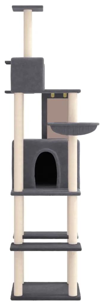 Albero per gatti con tiragraffi in sisal grigio scuro 201 cm