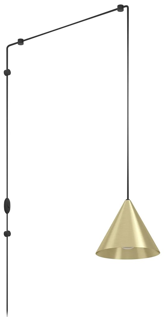 Lampadario A Sospensione Minimal Narices Acciaio Ottone Spazzolato 1 Luce E27