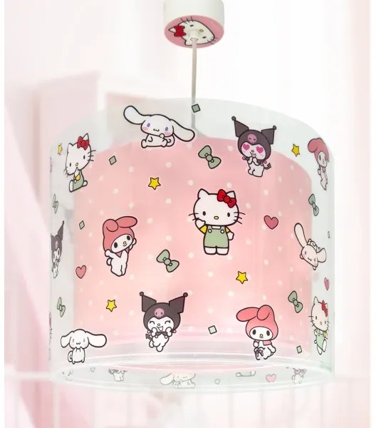 Dalber 41252 - Lampadario per bambini HELLO KITTY&FRIENDS 1xE27/15W/230V rosa