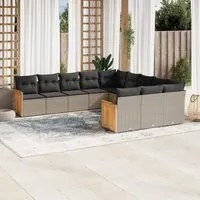 Set Divani da Giardino 11 pz con Cuscini in Polyrattan Grigiocod mxl 92685