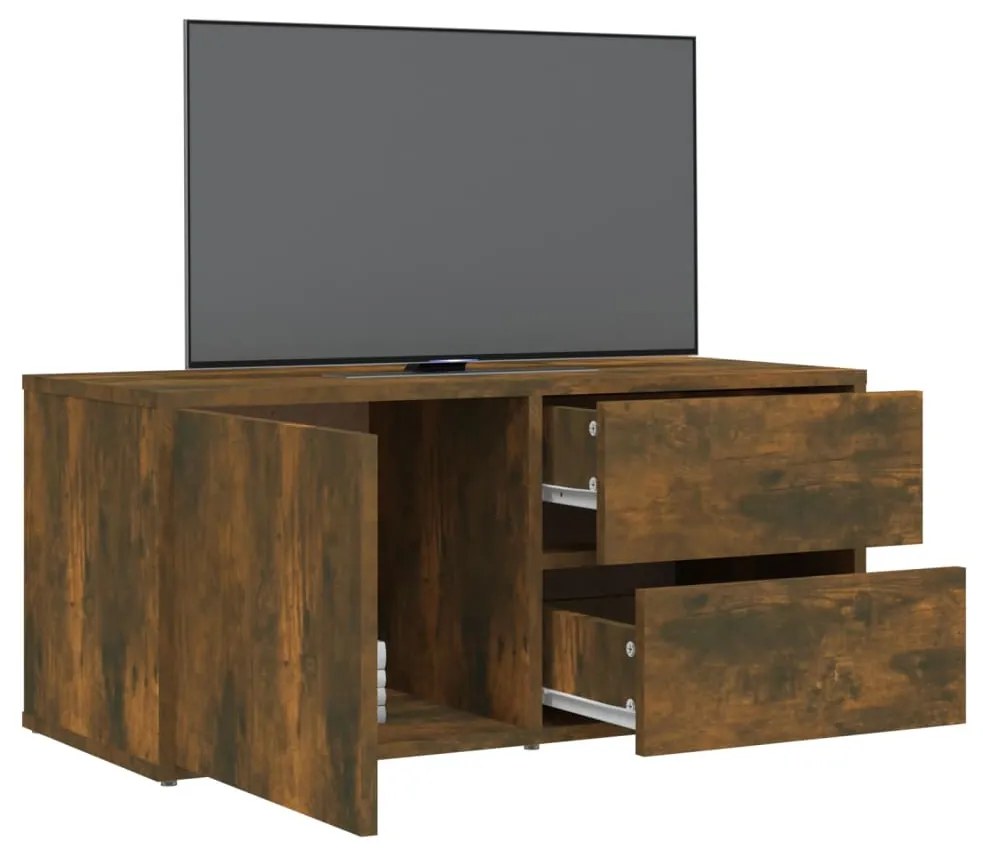 Mobile porta tv rovere fumo 80x34x36 cm in legno multistrato