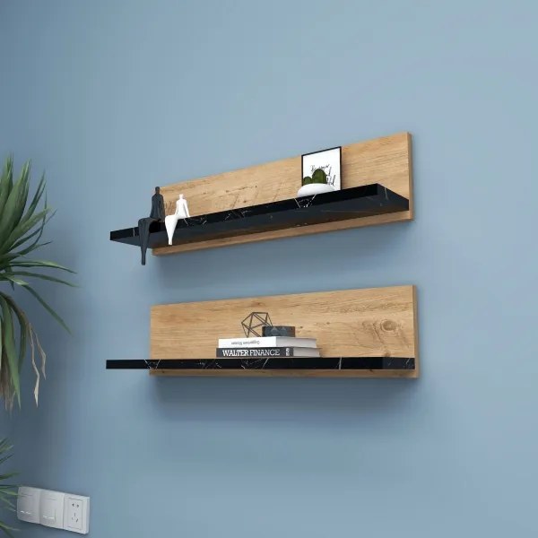 Set da 2 mensole SHELFIE in pino/nero