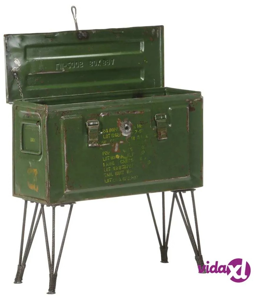 vidaXL Baule Portaoggetti Stile Militare 68x24x66 cm Ferro