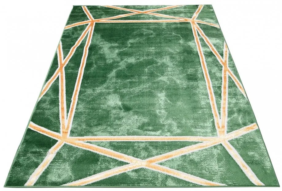 Tappeto moderno verde con motivo oro  Larghezza: 120 cm | Lunghezza: 170 cm