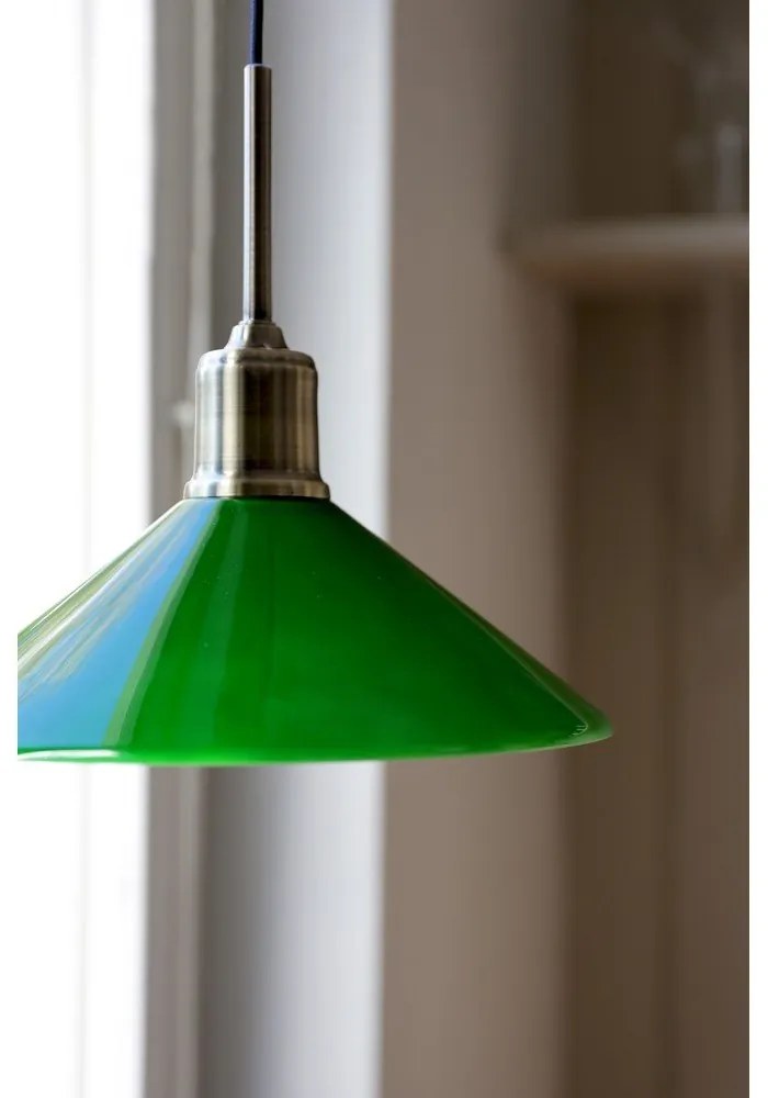 Lampadario verde e color ottone con paralume in vetro ø 25 cm Vela – Markslöjd