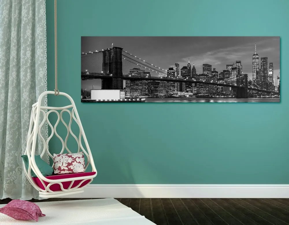 Quadro su tela – Ponte di Brooklyn incantevole in bianco e nero
