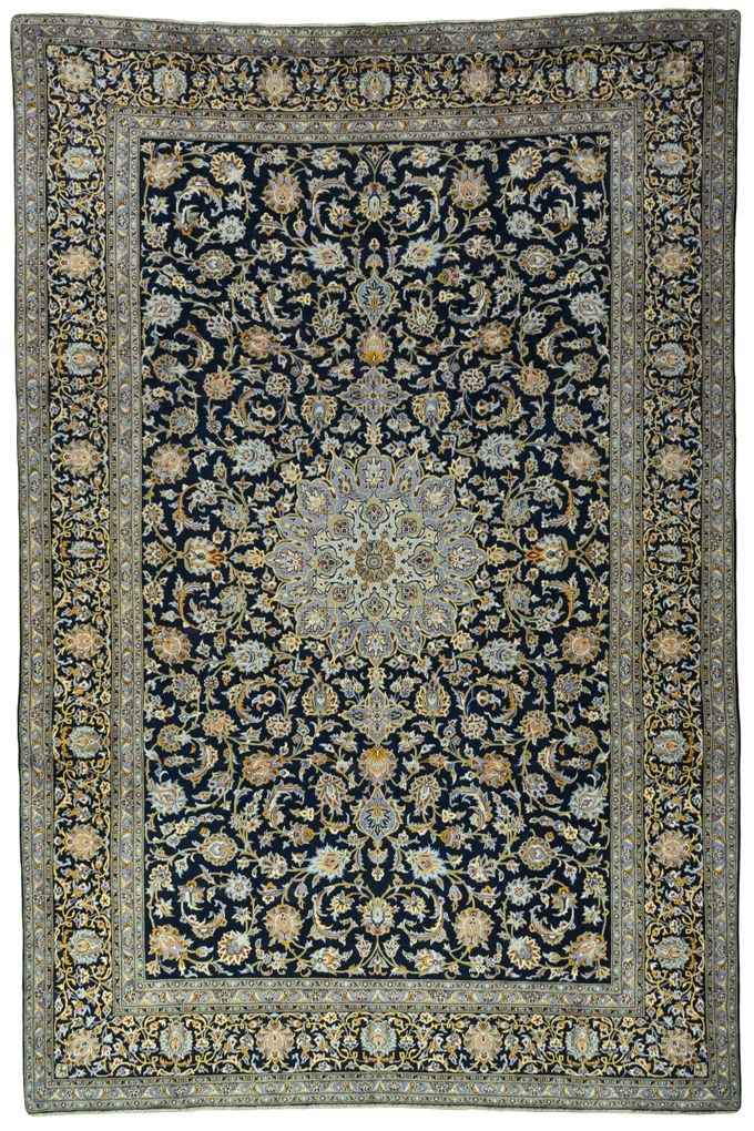 Kashan Tappeto persiano 440x290 Blu (Iran) Annodato A Mano