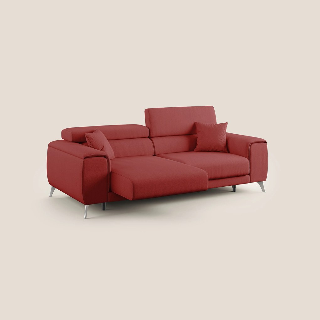 Fusion divano con sedute allungabili in tessuto smacchiabile T05 rosso