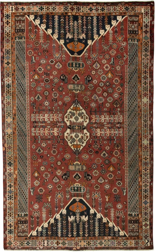 Shiraz Tappeto 170 x 270 Rosso (Iran) Annodato A Mano