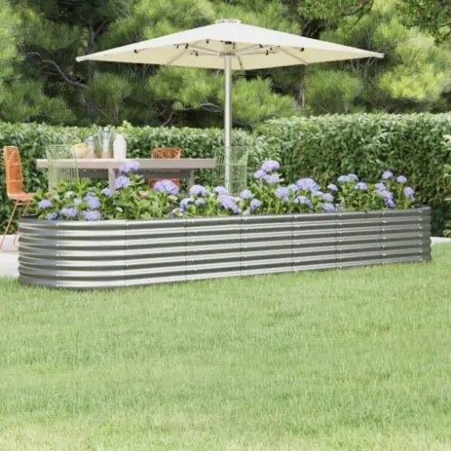 Letto Giardino Acciaio Verniciato a Polvere 296x80x36cm Argento