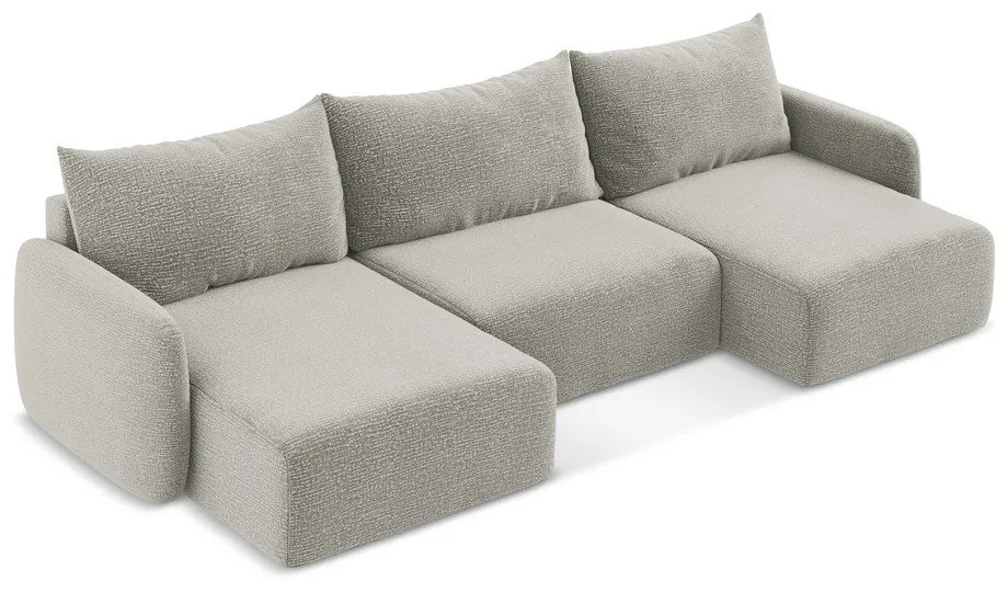 Divano angolare grigio chiaro allungabile/con contenitore Kalena – Makamii