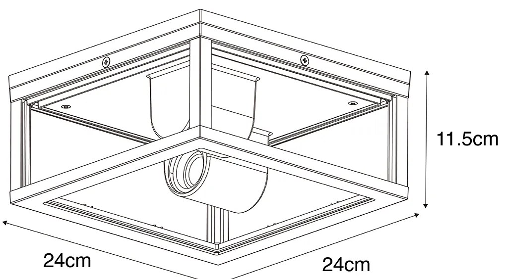 Plafoniera da esterno smart nera con vetro scanalato con WiFi A60 - Charlois