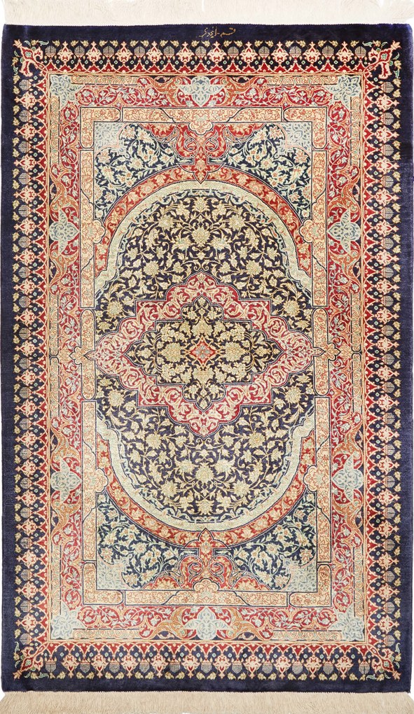 Ghom Tappeto persiano 120 x 80 Blu (Iran) Annodato A Mano