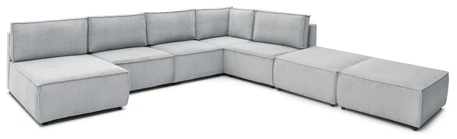 Divano a U angolare in velluto a coste variabile grigio chiaro Nihad modular - Bobochic Paris