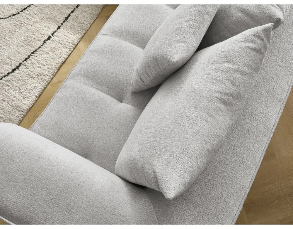 Divano angolare grigio chiaro (penisola a sinistra/a L) con rivestimento in ciniglia Whesley – Bobochic Paris