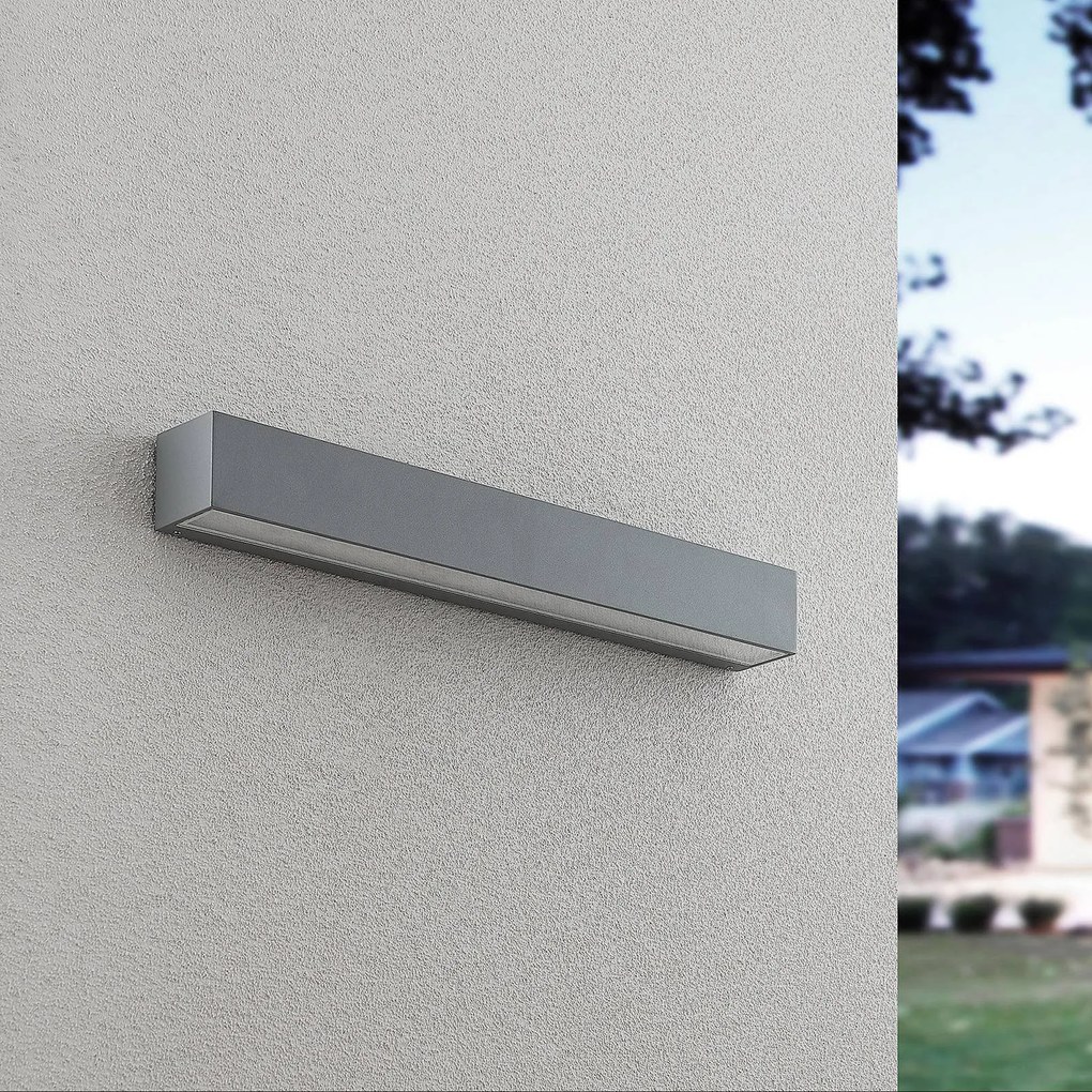 Applique da esterni a LED Lengo Lucande, Alluminio / Grigio / Zincato, Alluminio, Moderno, Applique LED da esterni