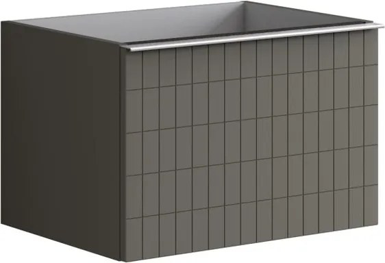 Mobile da bagno sospeso sotto lavabo Pixel grid 2 cassetti L 60 x H 40 x P 45.5 cm grigio carbone laccato opaco, con maniglia alluminio brillante