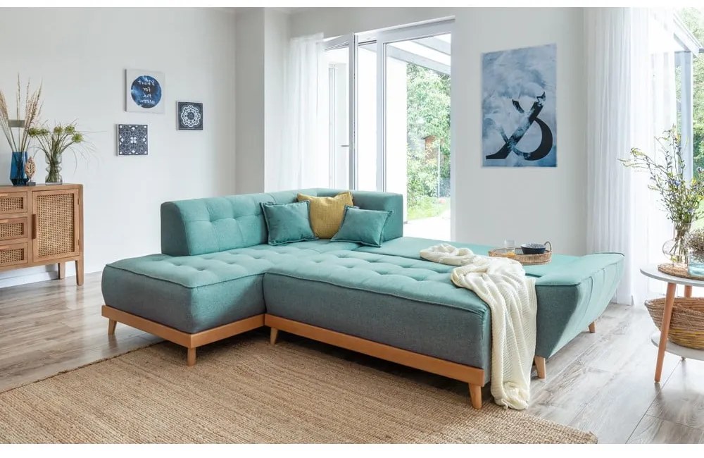 Divano letto angolare turchese (angolo sinistro) Dazzling Daisy - Miuform