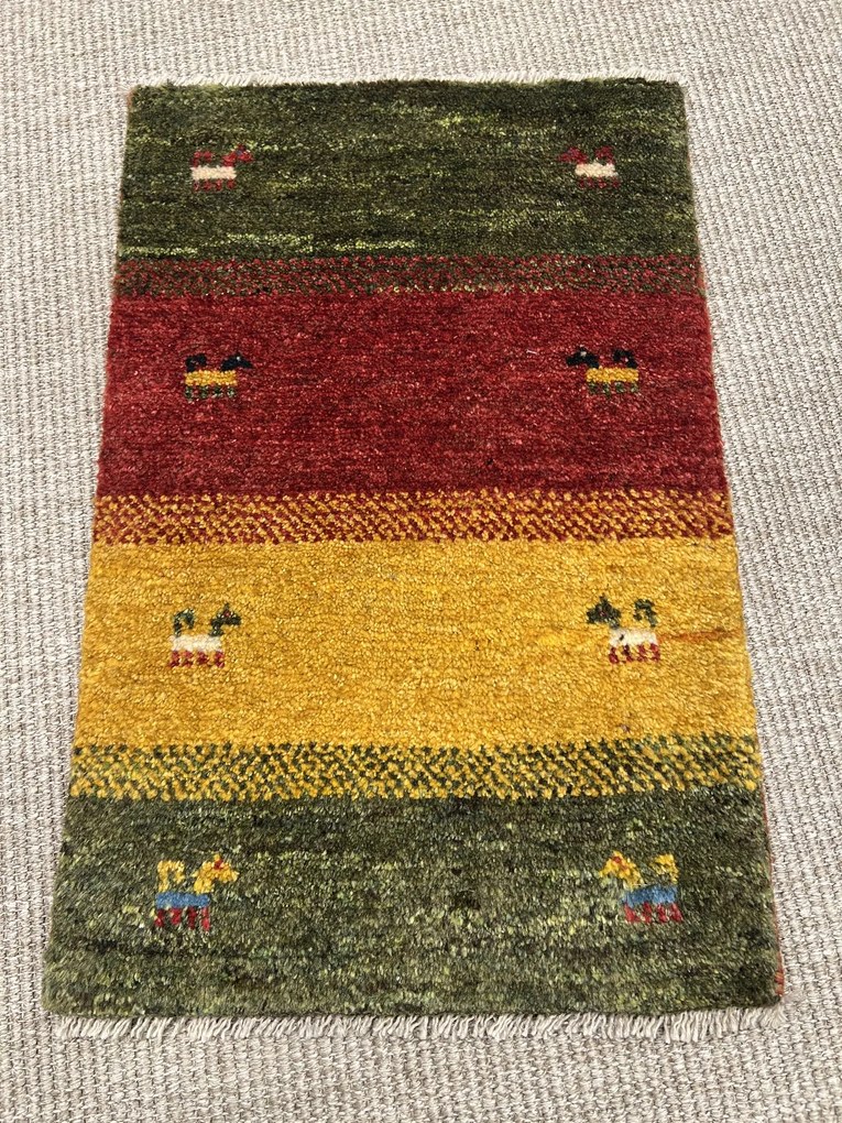Gabbeh Tappeto persiano 40x60 Verde (Iran) Annodato A Mano