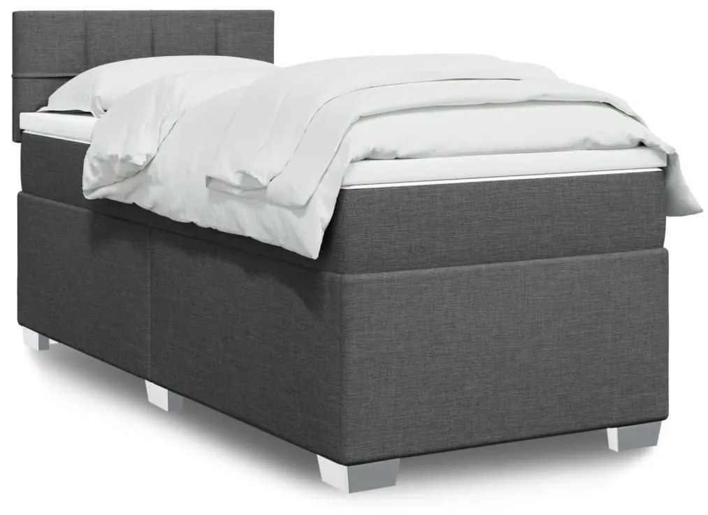 Giroletto A Molle Con Materasso Grigio Scuro 90x190 Cm Tessuto /