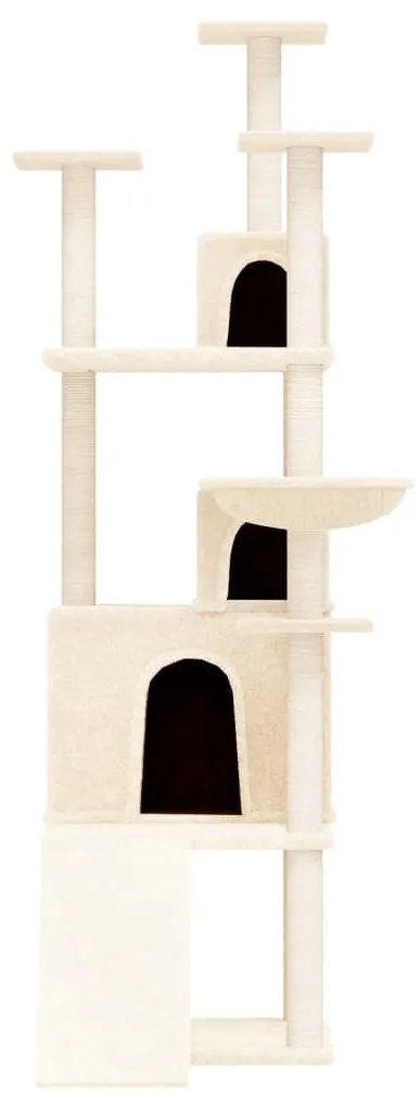 Albero per gatti con tiragraffi in sisal crema 175 cm