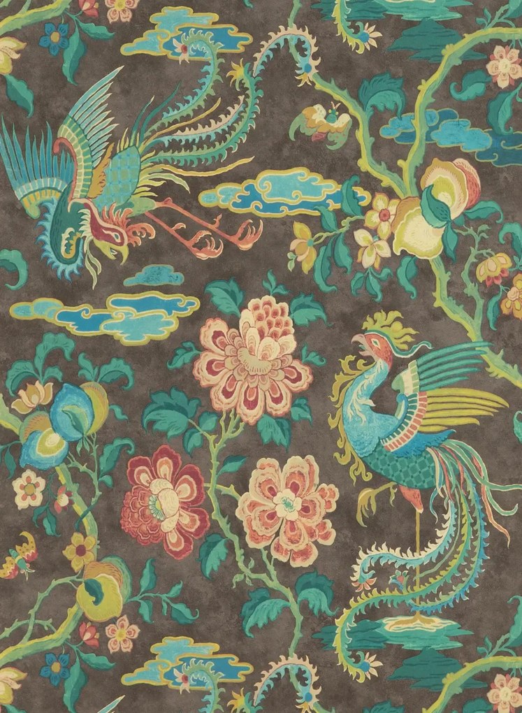 GP & J Baker Carta da parati Chifu - Charcoal/ Multi