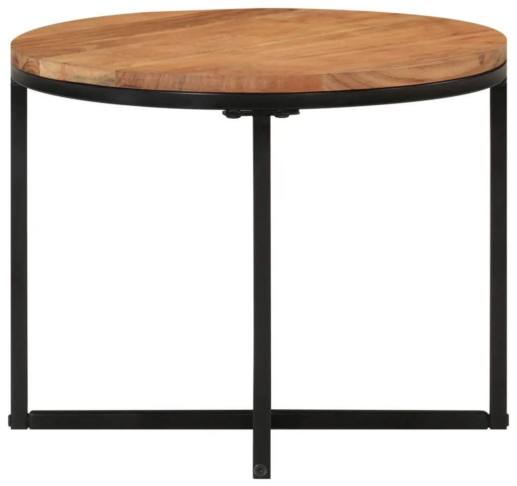 Tavolino salotto 45x45x35cm in legno massello di acacia e ferro