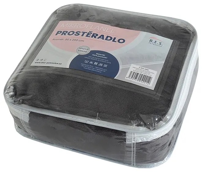 Lenzuolo di microflanella grigio scuro 180x200 cm Exclusive - B.E.S.